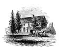 Governor Jonathan Trumbull House vintage illustration