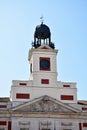 The Governorate clock is a tower clock placed in a temple above the post office at the Puerta del Sol in Madrid. Spain. Europe. Gi Royalty Free Stock Photo