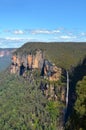 Govetts Leap Falls descending into the Grose Valley located with Royalty Free Stock Photo