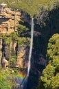 Govetts Leap Falls descending into the Grose Valley located with Royalty Free Stock Photo