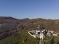 Aerial image of Govora Monastery, Valcea County, Romania