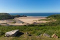 Gower coast Three Cliffs Bay Wales uk in summer sunshine Royalty Free Stock Photo