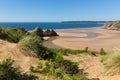 The Gower Wales Three Cliffs Bay uk beautiful Welsh tourist destination Royalty Free Stock Photo