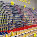 The Goya canned peas and beans display at a Bravo Market Grocery Store in Orlando, Florida