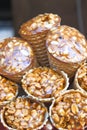 Gozinaky. Candied roasted nuts. Honey bars with peanuts, sesame and sunflower seeds, close-up. Royalty Free Stock Photo