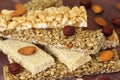 Gozinaky. Honey bars with peanuts, sesame and sunflower seeds Royalty Free Stock Photo