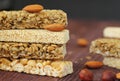 Gozinaky. Honey bars with peanuts, sesame and sunflower seeds Royalty Free Stock Photo