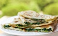 Gozleme. Turkish flatbread with greens