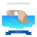 Gozo Azure Window Malta flat vector attraction sight landmark