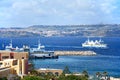 Ferry near the terminal at Paradise Bay, Malta. Royalty Free Stock Photo