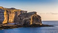 Gozo, Malta - The famous Fungus rock at Dwejra bay at sunset Royalty Free Stock Photo