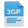 3GP File Icon with Blue and White Design and Stylized Document Elements Keywords: 3GP, file, icon, format, video, mobile, Royalty Free Stock Photo