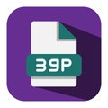 3gp file type flat icon. extension document format. perfect for modern designs. with a purple background Royalty Free Stock Photo