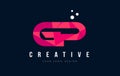 GP G P Letter Logo with Purple Low Poly Pink Triangles Concept
