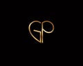 GP initial heart shape Gold colored logo