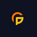 GP monogram logo circle shape. Royalty Free Stock Photo