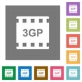 3gp movie format square flat icons