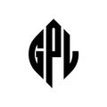 GPL circle letter logo design with circle and ellipse shape. GPL ellipse letters with typographic style. The three initials form a Royalty Free Stock Photo