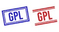 Scratched Textured GPL Stamps with Double Lines Royalty Free Stock Photo