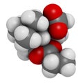 GPLC (glycine propionyl-L-carnitine) nutritional supplement molecule. 3D rendering. Atoms are represented as spheres with