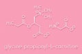 GPLC glycine propionyl-L-carnitine nutritional supplement molecule. Skeletal formula.