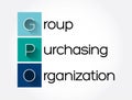 GPO - Group Purchasing Organization acronym, business concept background