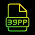 3gpp file type icon. document, extension, with outline gradient design. Can be used for multimedia files