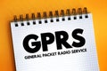 GPRS - General Packet Radio Service acronym on notepad, technology concept background Royalty Free Stock Photo