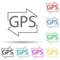 Gps with arrows multi color set icon. Simple thin line, outline vector of navigation icons for ui and ux, website or mobile Royalty Free Stock Photo