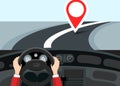 GPS Car Navigation with Destination Point - Pin Royalty Free Stock Photo