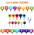 GPS Color Map Icons Royalty Free Stock Photo