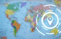 Gps concept on world map background. Location Royalty Free Stock Photo