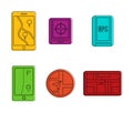 Gps device icon set, color outline style Royalty Free Stock Photo