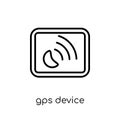 Gps device icon. Trendy modern flat linear vector Gps device icon on white background from thin line Maps and Locations collection Royalty Free Stock Photo