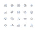 GPS line icons collection. Navigation, Tracking, Location, Satellite, coordinates, Waypoints, Direction vector and