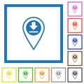 GPS location download flat framed icons Royalty Free Stock Photo