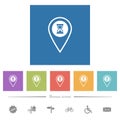GPS location wait flat white icons in square backgrounds Royalty Free Stock Photo