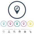 GPS map location attachment flat color icons in round outlines