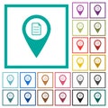 GPS map location details flat color icons with quadrant frames