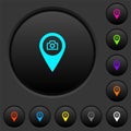 GPS map location snapshot dark push buttons with color icons