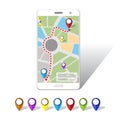 GPS Mobile Navigations on Smartphone screen. Royalty Free Stock Photo