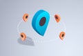 Gps navigation application geo tag location global positioning system concept 3d isometric pin map pointer travel geotag