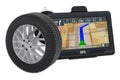 GPS navigation with car wheel, 3D rendering Royalty Free Stock Photo