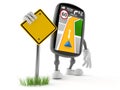 GPS navigation character with blank road sign