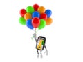 GPS navigation character flying with balloons