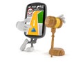 GPS navigation character with gavel