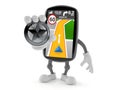 GPS navigation character holding police badge