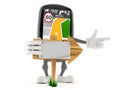 GPS navigation character with wooden arrow sign