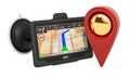 GPS navigation device with map pointer, 3D rendering Royalty Free Stock Photo