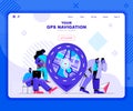 GPS navigation landing page vector template. Royalty Free Stock Photo
